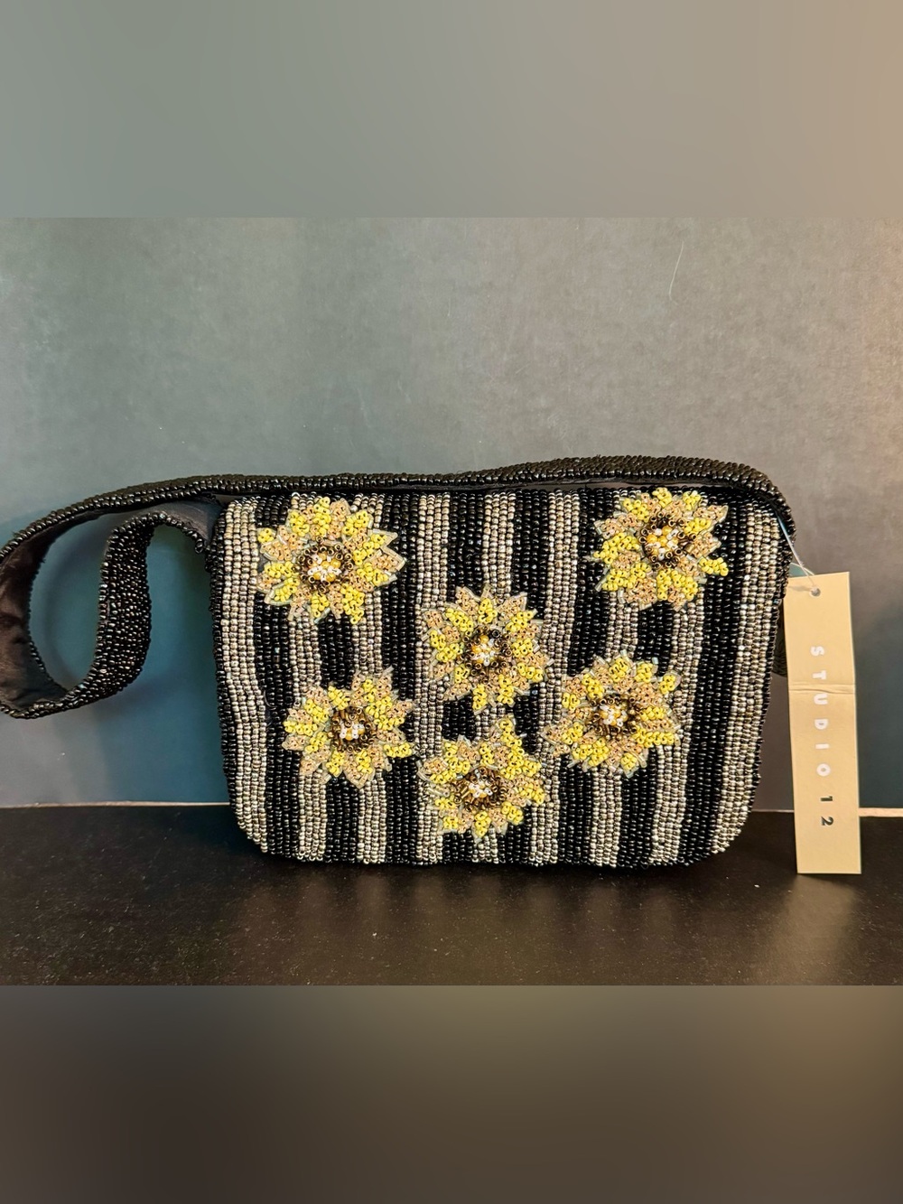 Beaded Sunflower Shoulder Bag